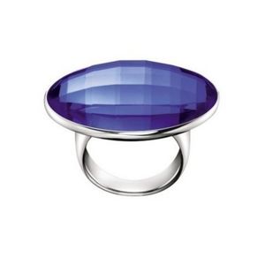 Calvin Klein CK Silver Stainless Steel Blue Continuity Statement Ring Sz 8